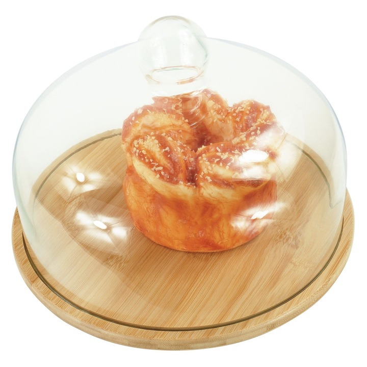 Кухненско плато Relaxdays, модел Pojemnik na ciasto, кръгло, прозрачно, 28x16см