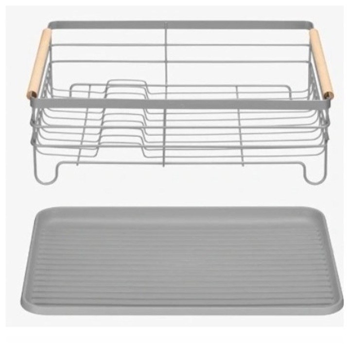 Scurgator vase Relaxdays, gri, 15,5x42x31cm, cu tava de picurare