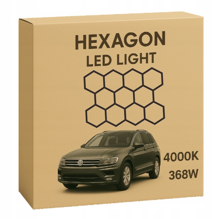 Комплект LED лампи HEXAGON 11, 368W, 4000K, 11 хексагонални модула, 440мм, черен