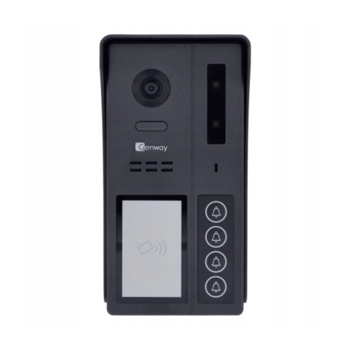 Panou videointerfon 4 butoane Genway, camera 2Mpx, 177x94x40mm, negru