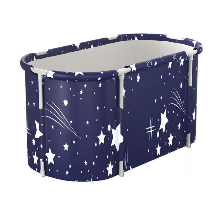 Cada pliabila pentru adulti, 120x50x55cm, albastra, set complet cu perne si pompa