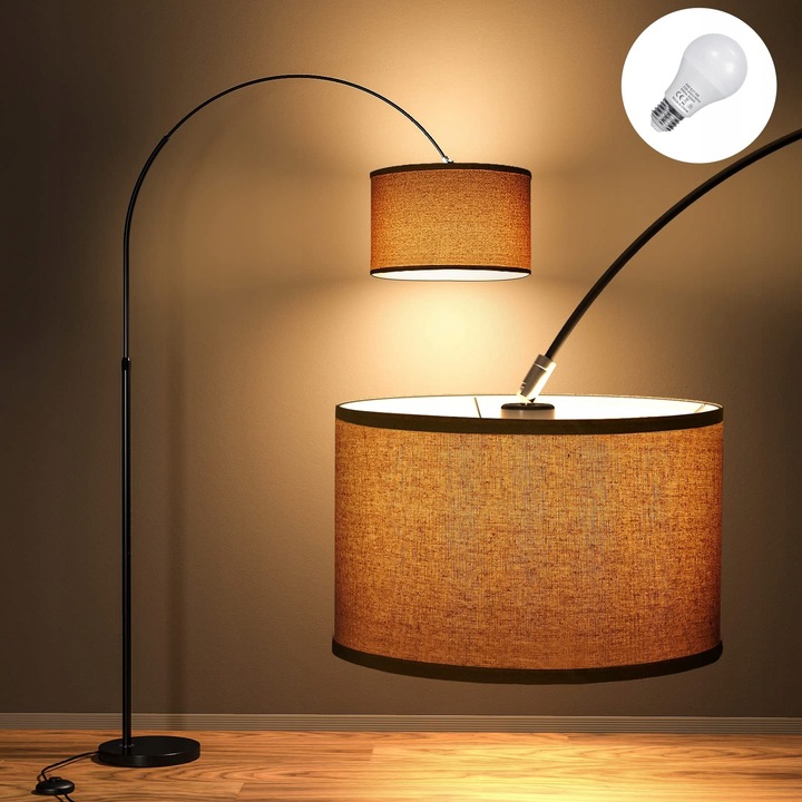 LED стояща лампа Anten, 12W, димируема, черно/кафяво, 147,5x22см