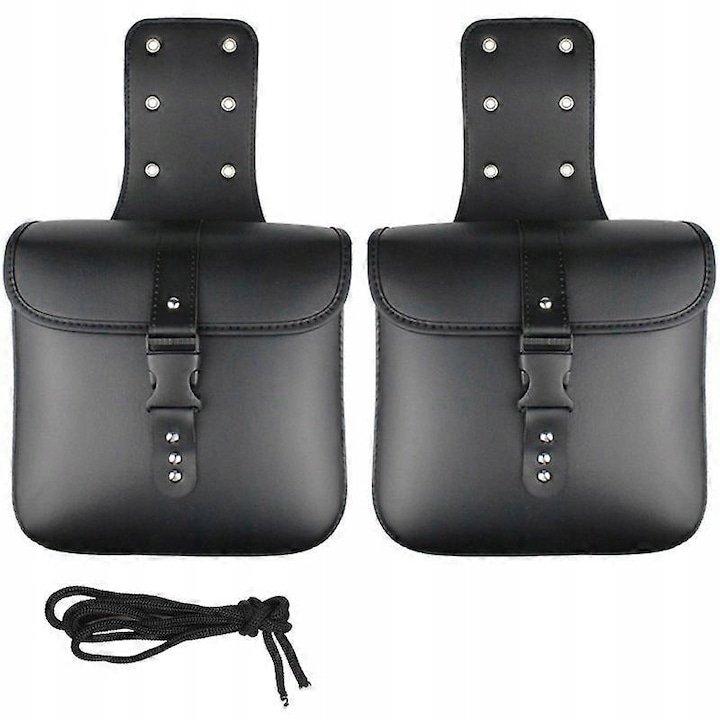 Кожени странични чанти за мотор, 25x12x24cm, черни
