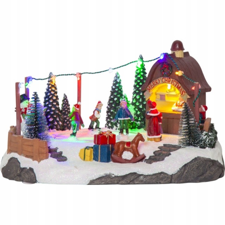 Декоративна коледна фигурка, Star Trading, музикална с LED, многоцветна, 27x20x15см