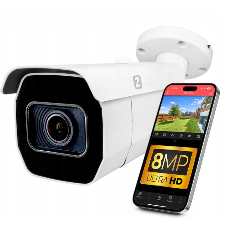 IP PoE камера за наблюдение 8MP 4K, 5x оптично увеличение, IR 60м, слот за SD карта, Zintronic