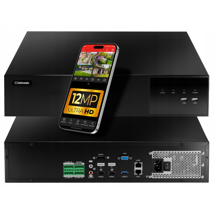 NVR IP рекордер 64 канала 12MP, 8xSATA, HDMI/VGA, 440x440x97mm