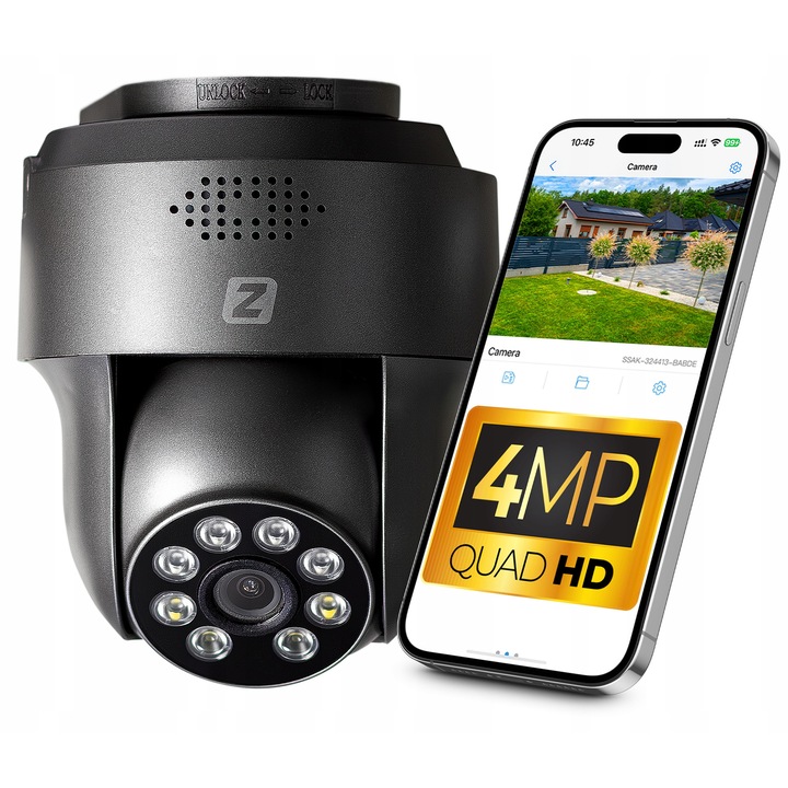 IP ротационна камера за наблюдение Zintronic P4 Dark 4MP, WiFi, нощно виждане 30м, слот за micro SD, 2.8мм