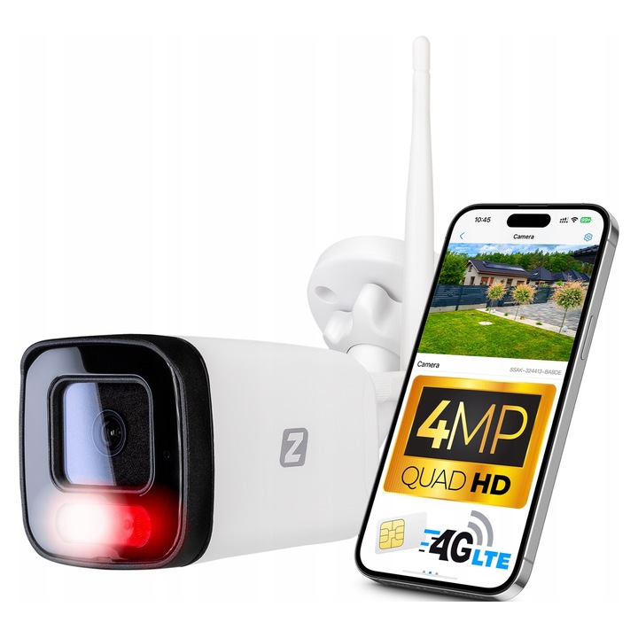 Камера IP GSM 4G 4MPx с аудио, метална, 30м IR, 3.6мм, 174x67x67мм