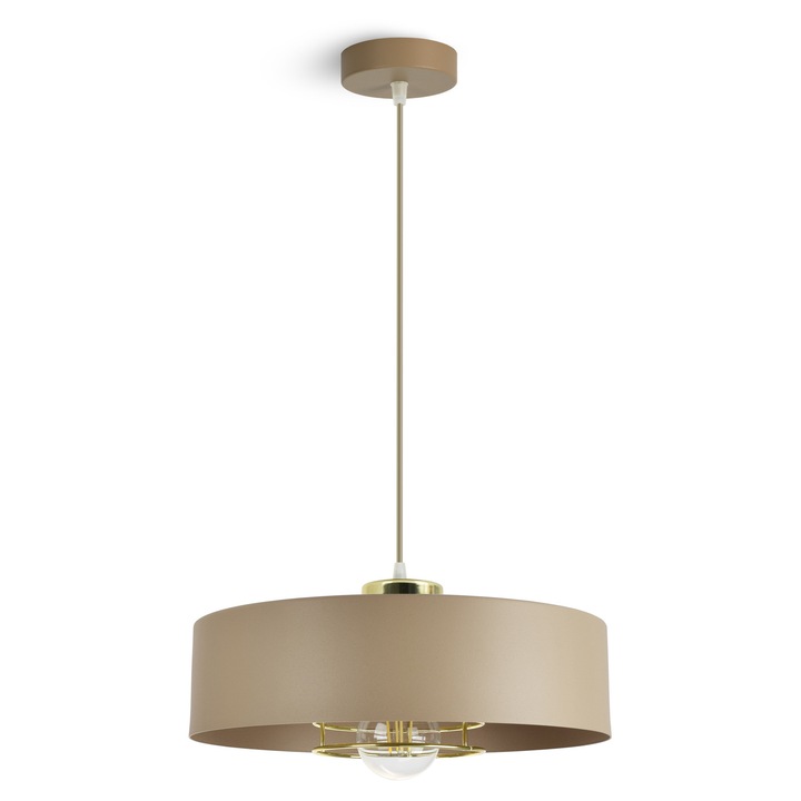 Висяща лампа Luxolar, ЕКРЮ със златни акценти, 1xE27 LED, размери 10см, идеална за кухня или всекидневна
