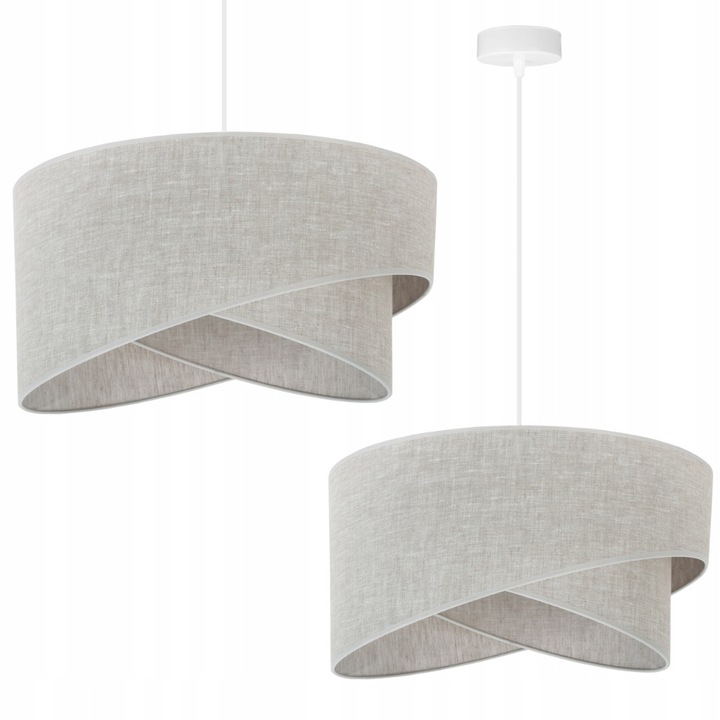 Lustru cu abajur din in bej, Light Home, 45x100cm, stil boho