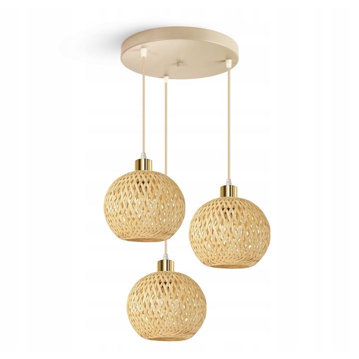 Lampa suspendata Rattan Bej 3xE27 Kaskada Reglabila 20cm x 17cm
