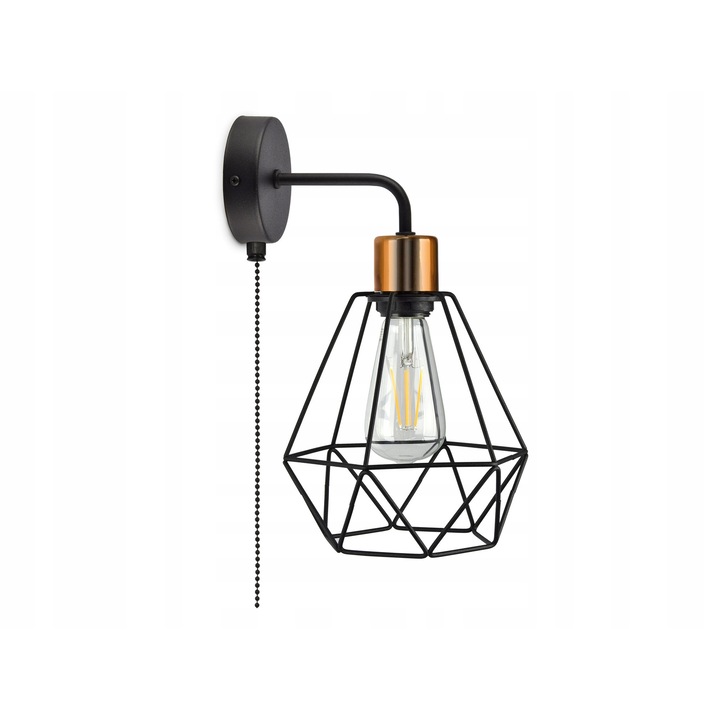 Lampa Luxolar Diament, fém, fekete rézzel, 20x20cm, teljesen összeszerelve