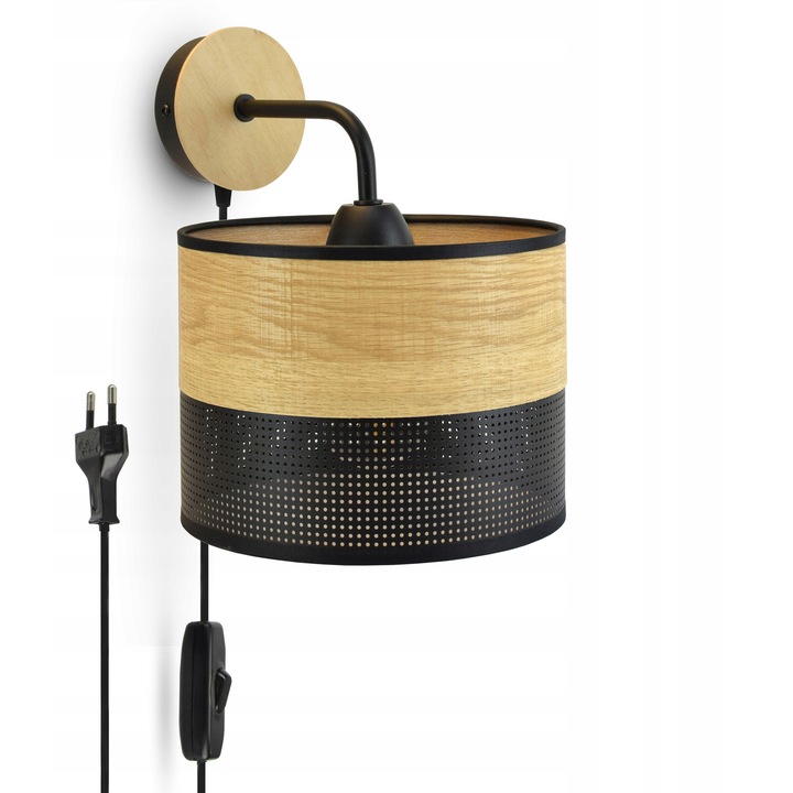 Luxolar fali lámpa, 497-KPW modell, fém, fekete, fából, LED