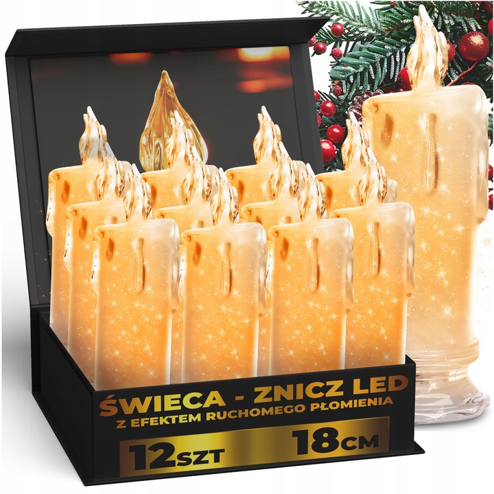 MAXSELL 12 db elektromos gyertya szett, 18 cm, modern design, meleg fény, dekorációhoz és temetőbe