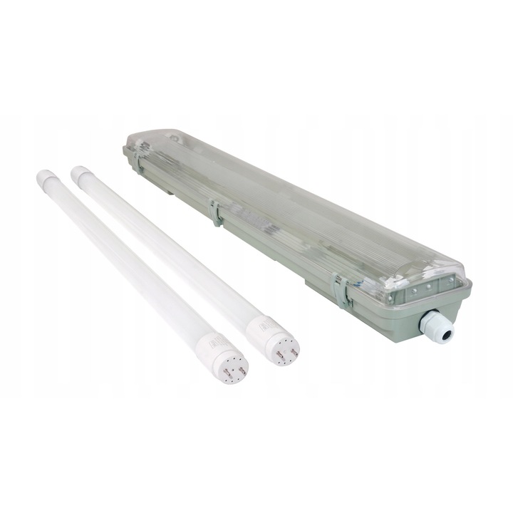 Lampa LED ermetica 2x60cm, Berge, 18W, 1800lm, IP65, set cu 2 tuburi