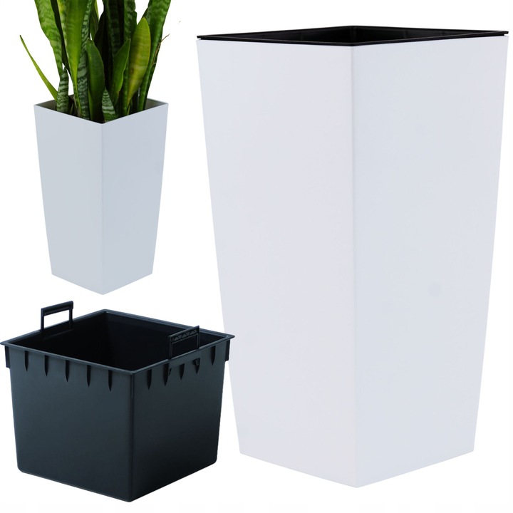 Ghiveci patrat mat 32,5cm cu inaltare, DIKEL