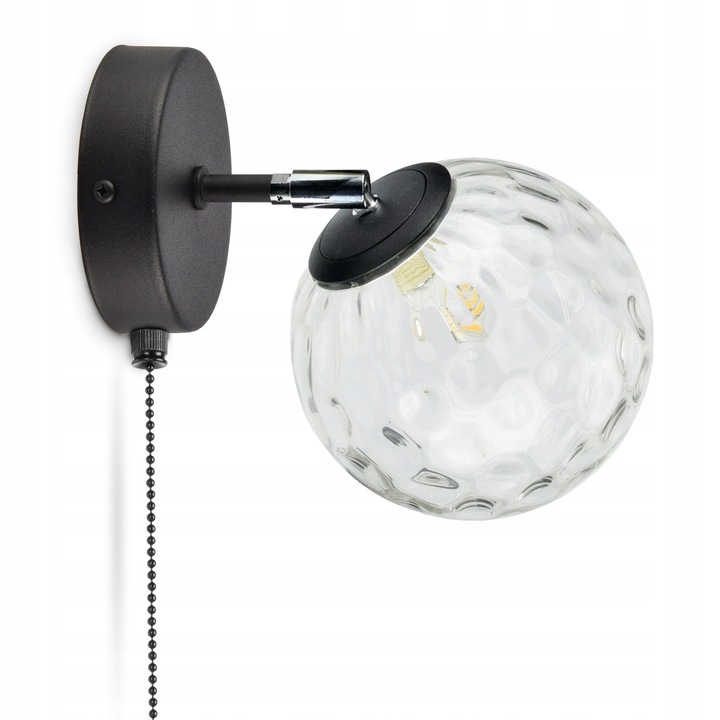 Стенна лампа Luxolar TEXTURE, стъкло, матово черно, 15см, с верижен превключвател