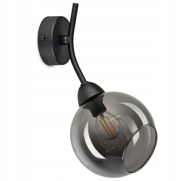 Аплик Luxolar, лампа със стъклен абажур графит, 15см, матово черен, без прекъсвач