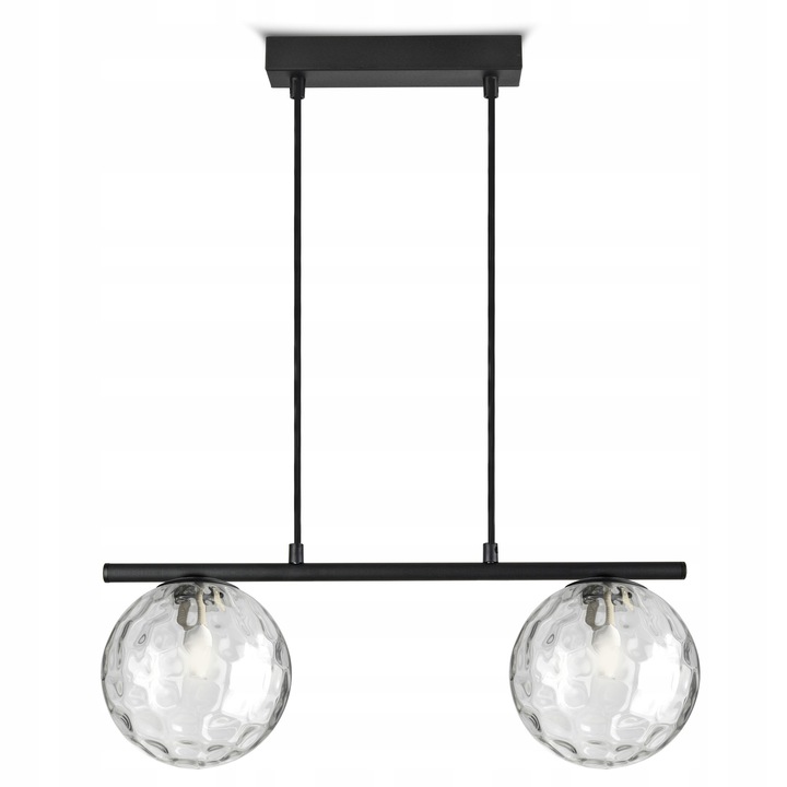 Lustra Luxolar TEXTURE, metal negru mat, abajur sticla, 15cm, set complet