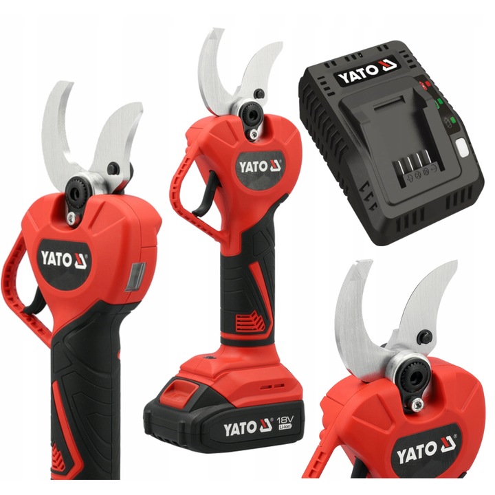 Foarfeca de gradinarit Yato YT-828382 18V 2Ah 40mm, cu maner moale, rosu/negru
