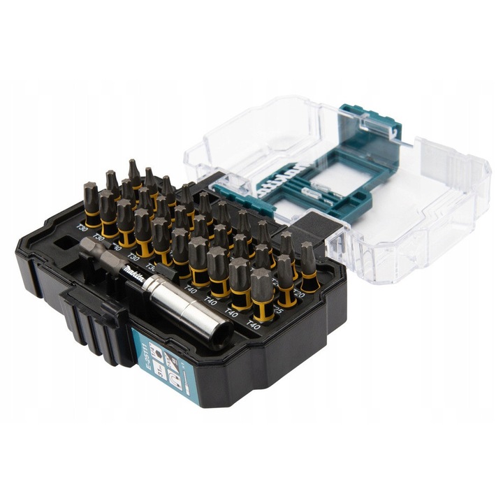 Set de biti Makita Impact Premier E-25111, 31 elemente, Torx T10-T40, 25mm, etui plastic
