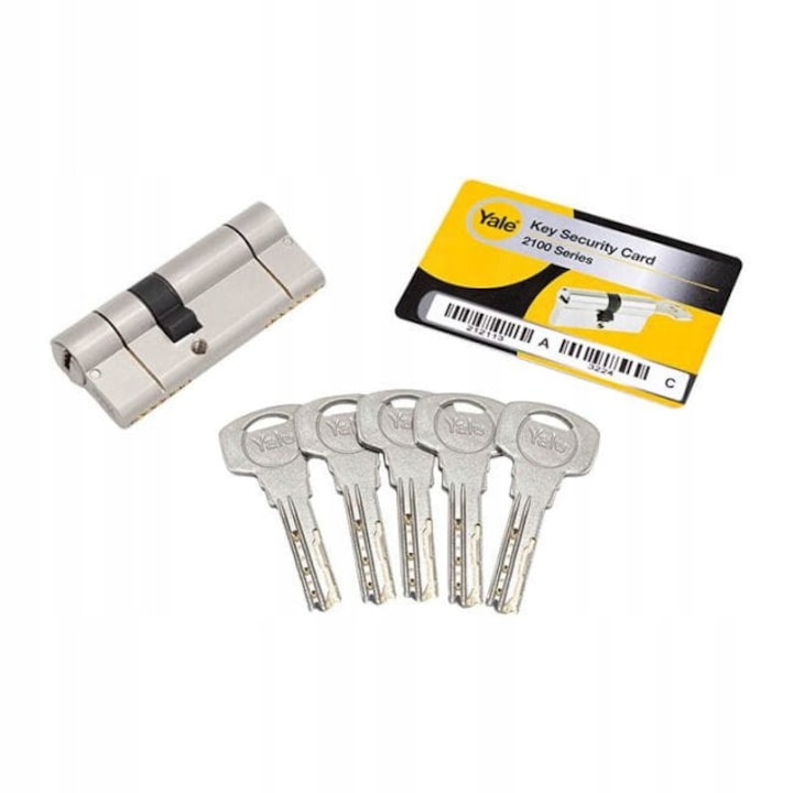 Cilindru Yale Max 35x35mm, 5 chei, satina, rezistent la atac