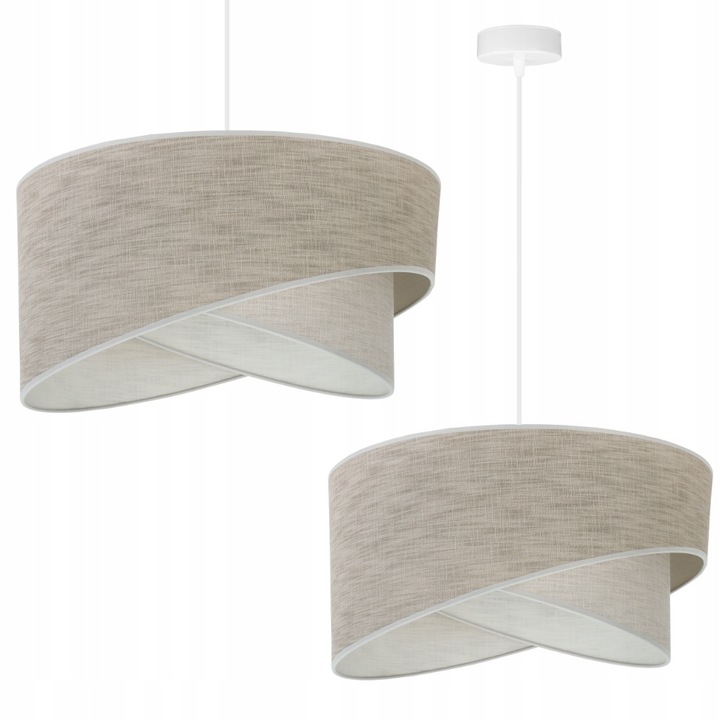 Lustru cu abajur din in, Light Home, bej, 45x100cm, set complet