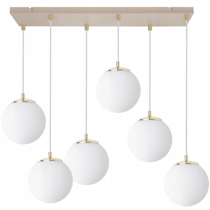 Lustru suspendat Light Home FLORENCE, alb-bej-auriu, 15x100cm, set complet