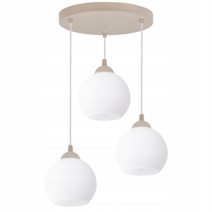 Lustru Light Home ELIZA, alb, bej, 100x40cm, cu abajur sferic, E27