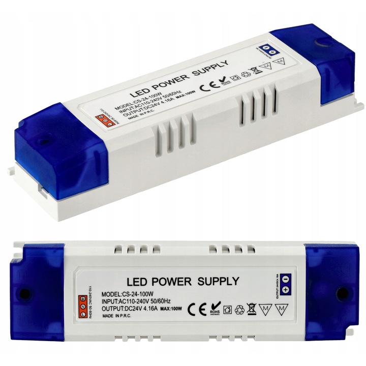 LED Transzformátor 100W 4,2A 24V IP20 Berge világítástechnikai berendezésekhez, kompakt, száraz helyiségekbe