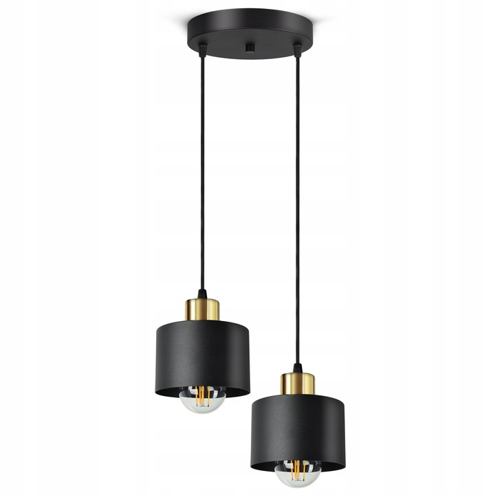 Lampa plafoniera Classic Spot, Luxolar, metal, negru cu auriu, 12x20cm, pentru interior, max 80cm inaltime, set complet