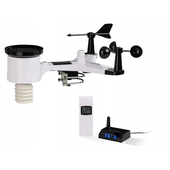 Statie meteorologica Waldbeck Halley, 6 in 1, Wi-Fi, senzor UV, dimensiuni 40x20x41,5cm, 8x5,7x5,3cm, 4,2x12,2x1,5cm
