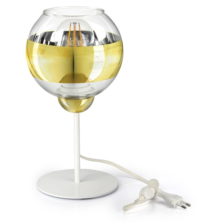 Lampa de masa GLASS-L1, Luxolar, alb cu auriu, 15cm, set complet