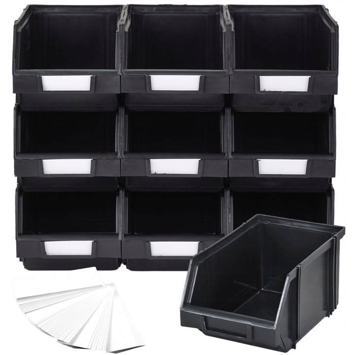 Set organizatoare modulare DIKEL 230x150x125, 9 etichete, plastic, pentru sortare eficienta in magazin sau acasa