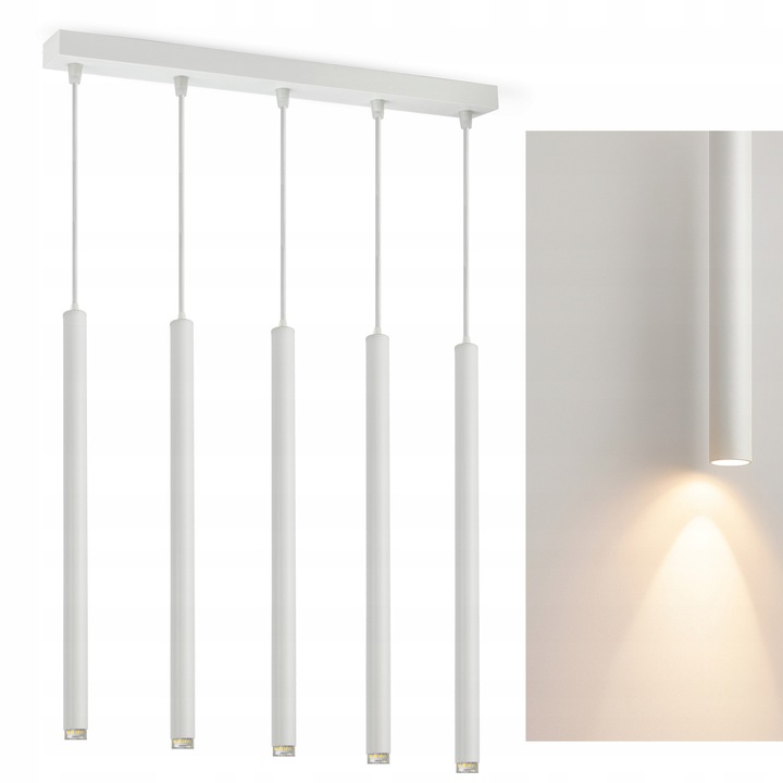 Lampa suspendata LED Tuba, Luxolar, alb, design minimalist, inaltime ajustabila, 230V