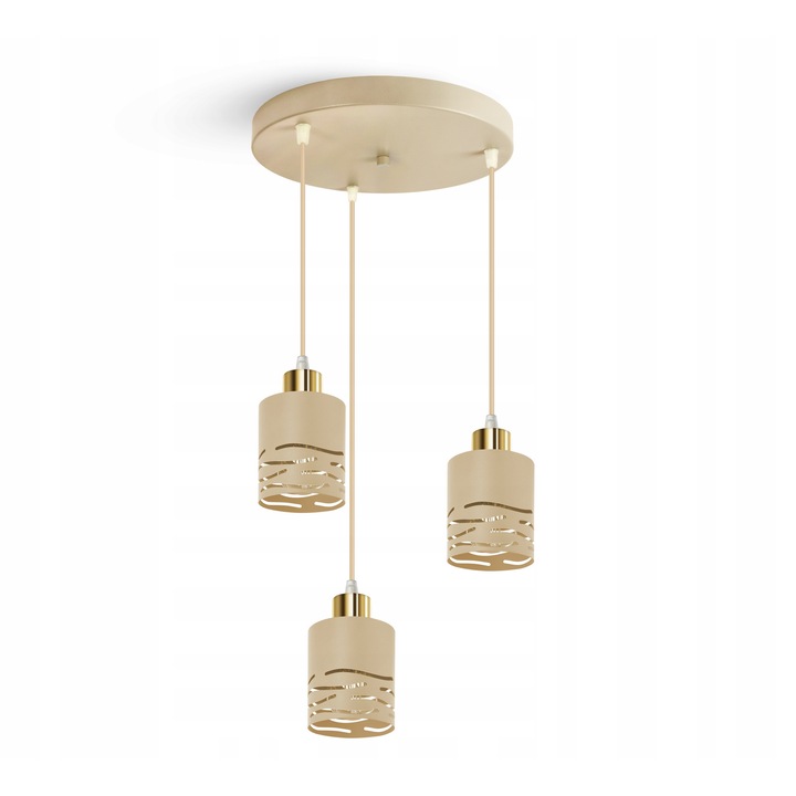 Lustra suspendata tripla, Luxolar, bej gri, 3xE27 LED, dimabila, 1,1 kg