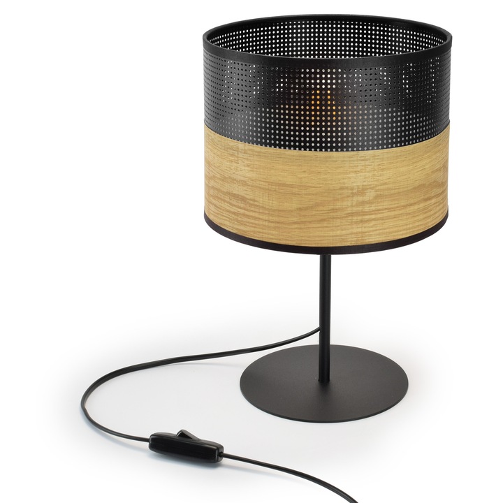 Veioza decorativa Luxolar, neagra, din lemn, model 497-L1, LED