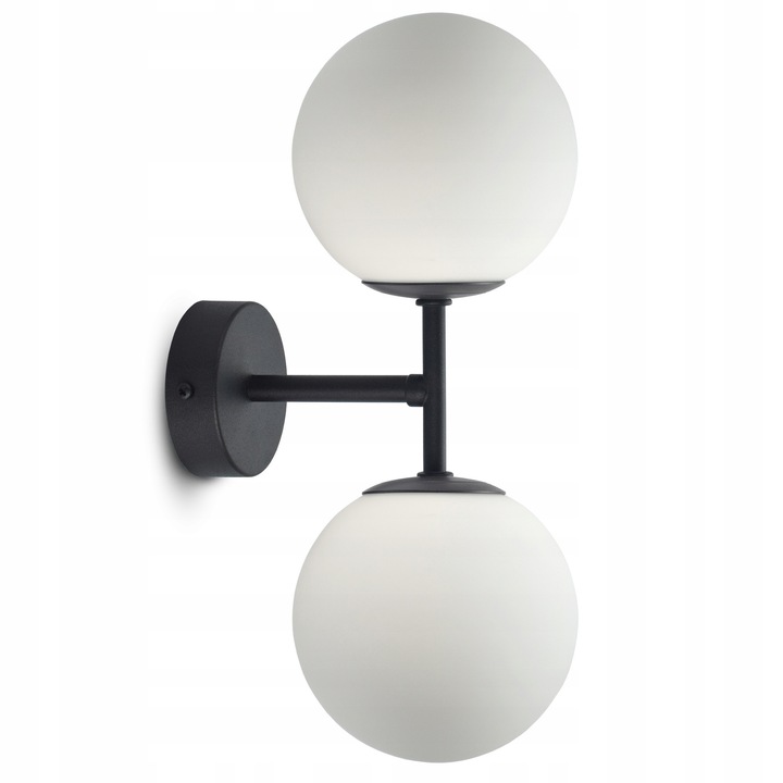 Аплик Luxolar Full Globe Glass, матов черен метал, бяло стъкло, 14см, 34x18см, пълен комплект