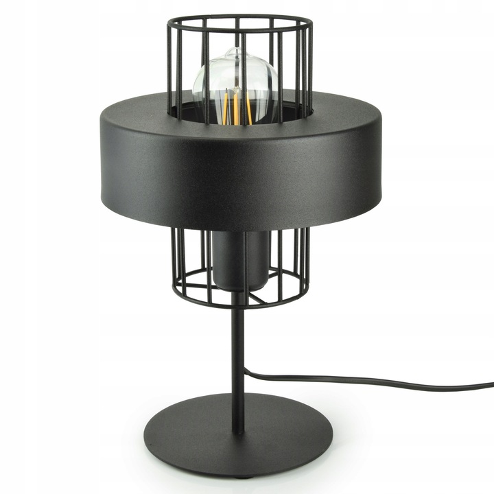 Lampa de perete Loft EDISON, metal, negru mat/bala, 20x20cm, set complet