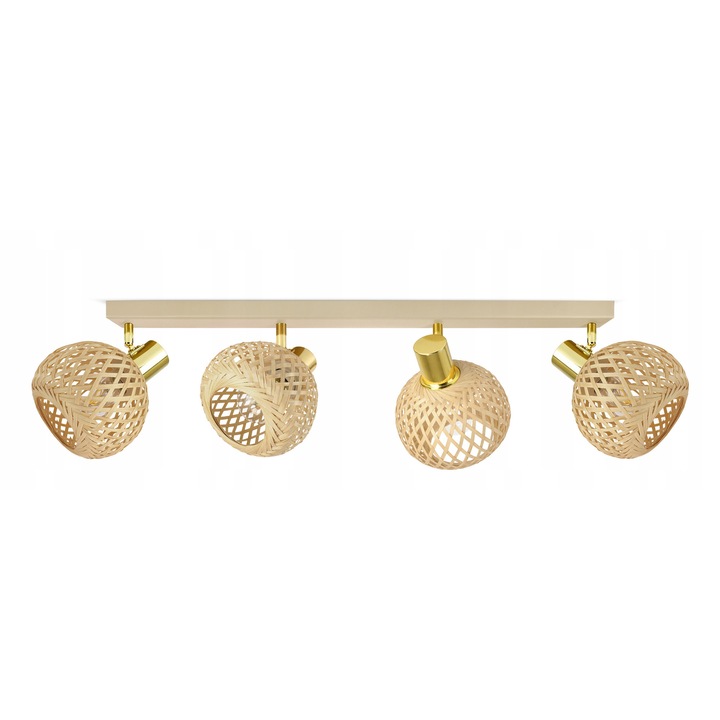 Lustru Plafon Luxolar Rattan 4xE27 Bej Gri 84x16x23cm