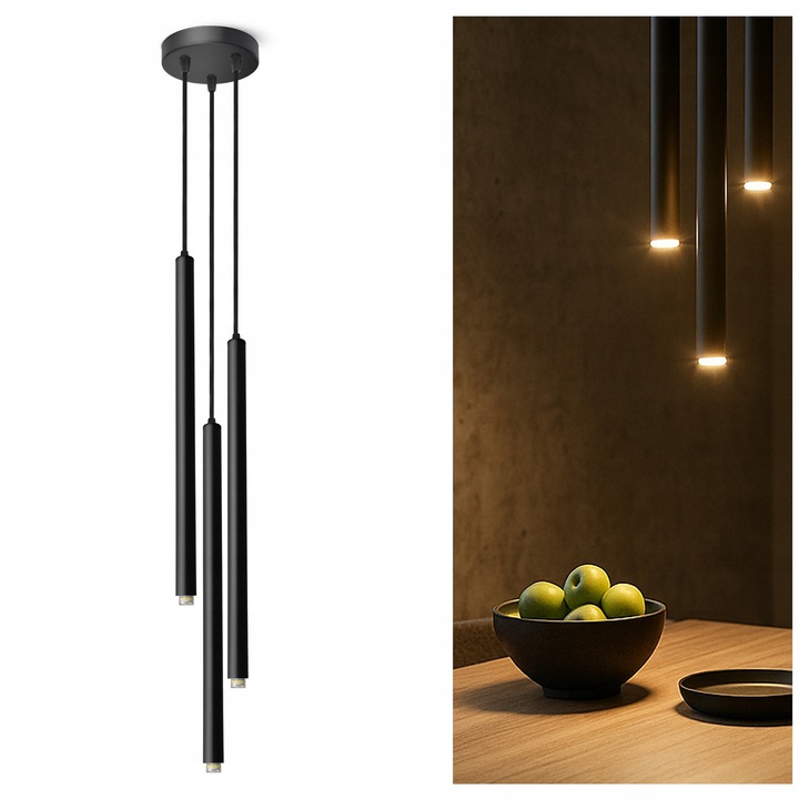 LED висяща лампа Tuba, Luxolar, минималистичен дизайн, черна, 1,3 кг, лесен монтаж