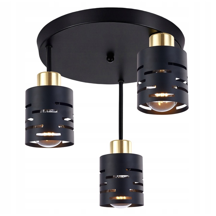 Lustru Masterled, 3x E27, negru+auriu, dimensiuni 29x28cm, design elegant