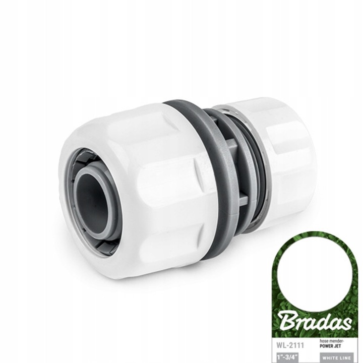 Bradas kerti tömlőcsatlakozó 1"x3/4", PVC, multifunkcionális, szürke-fehér, 1 darab
