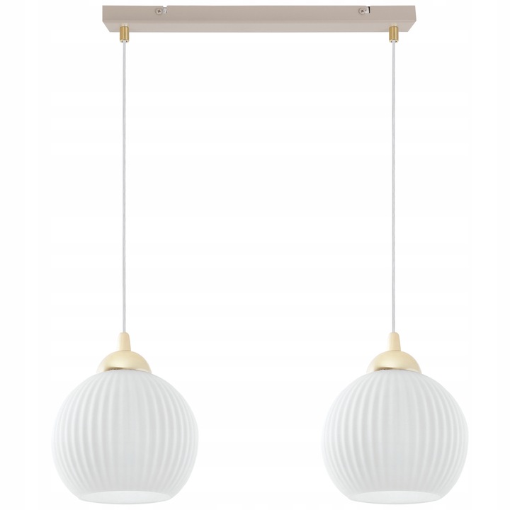 Lustra RIFFLE, bej cu auriu, 14x100cm, lampa suspendata pentru bucatarie si dining