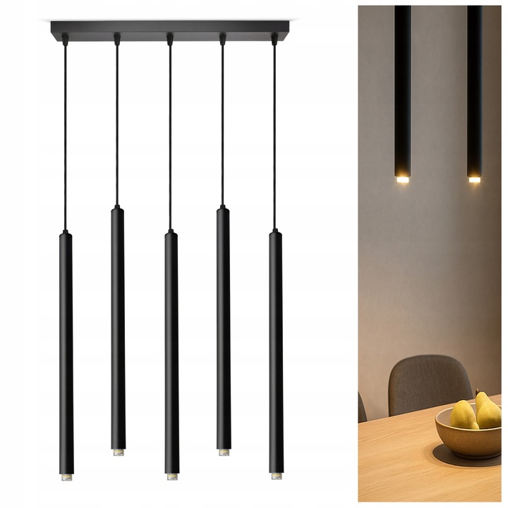 Lampa suspendata LED, Luxolar, design minimalist, neagra, 230V, 5W