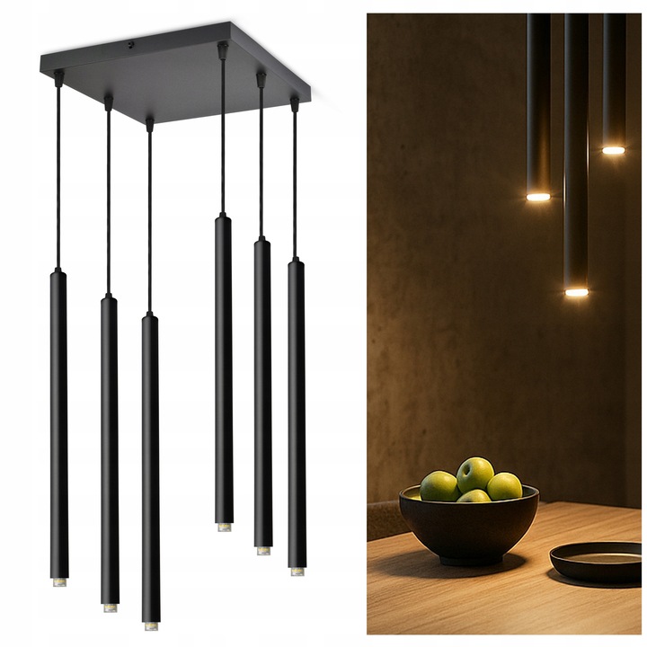 Lampa suspendata LED, Luxolar, cilindrica, neagra, 230V, 3kg