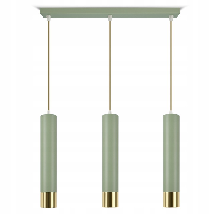 Lampa suspendata Luxolar, tuba, salvie, detalii aurii, dimensiuni reglabile