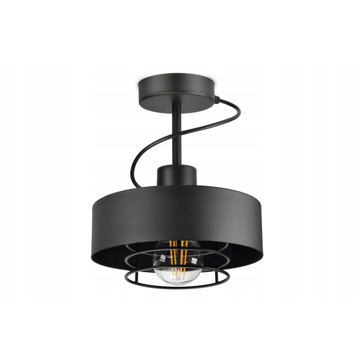 Loft Fekete Fém Plafonlámpa, 60W, E27, Komplett Szett