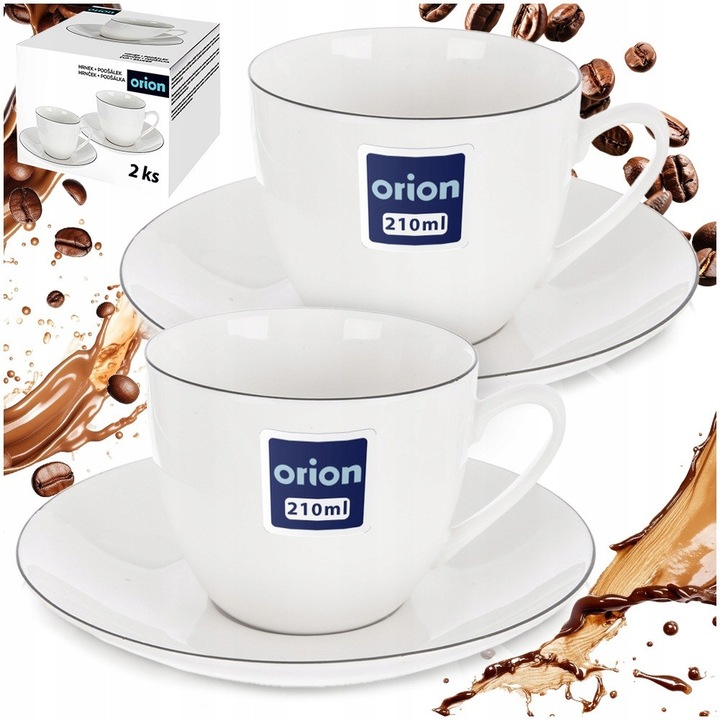 Set 2 cesti, Orion, portelan, 200 ml, alb