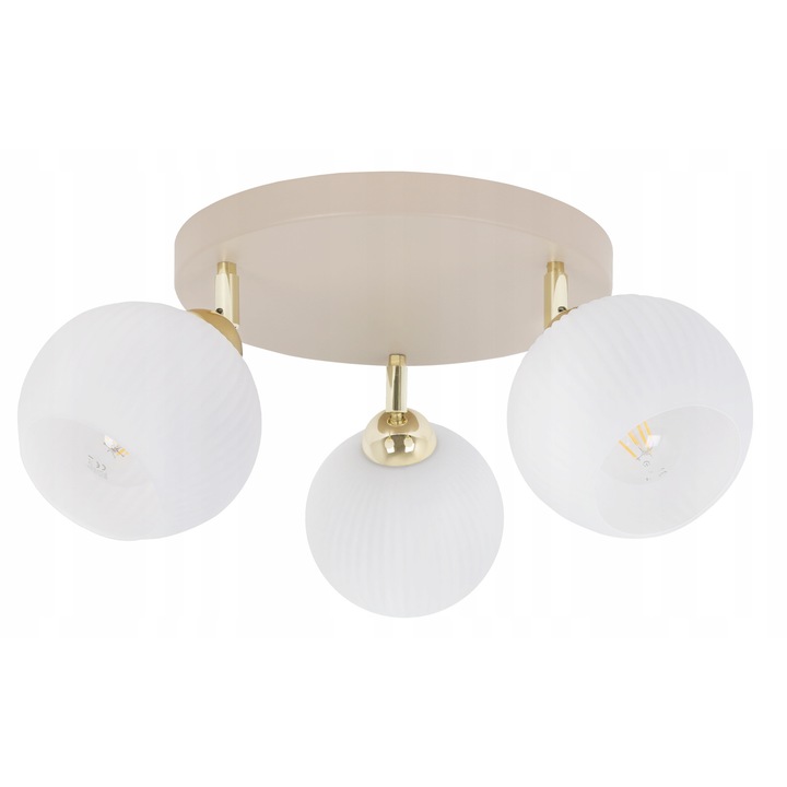 Lustru Light Home RIFFLE, 3 brate, bej si alb, 55x23cm